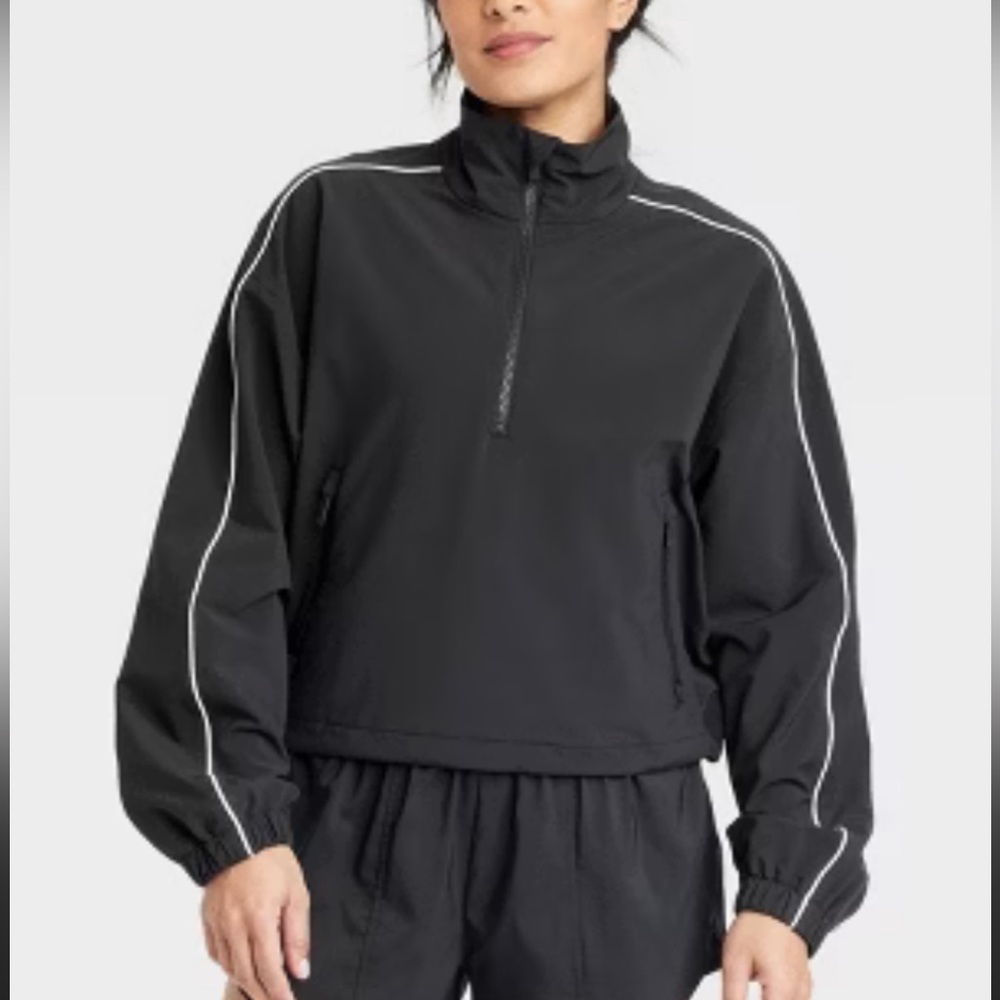 All In Motion Women’s Black Half Zip‎ Windbreaker Jacket Pullover Long Sleeve